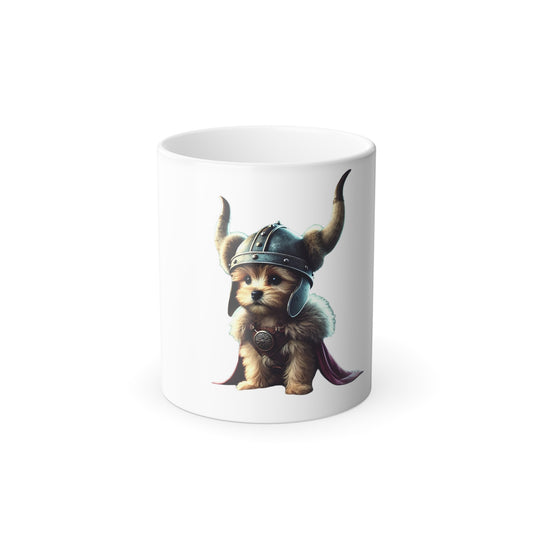 Cute Viking Pups Color Morphing Mug, Dog Lover Gift, Fantasy Coffee Cup, Unique Home Decor, Great for Birthdays, Holidays